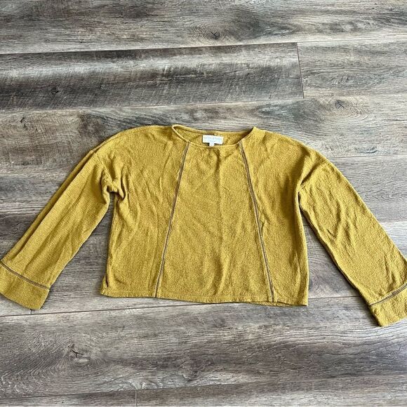 Madewell Texture & Thread Eyelet-Inset Top Spiced Olive Long Sleeve Size XS - Picture 7 of 11